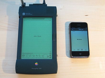 Apple Newton MessagePad 2100 and original iPhone