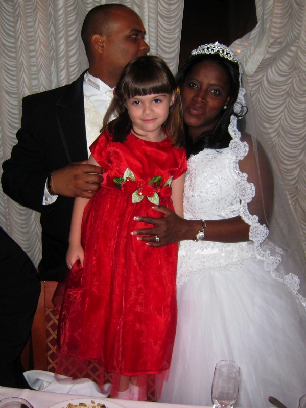 Julia and her friends -- the bride & groom