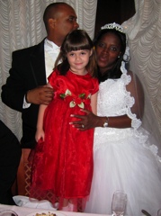 Julia and her friends -- the bride & groom