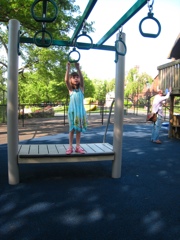 Julia at the difficult monkey bars