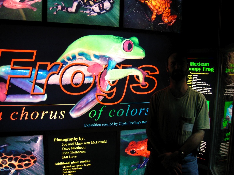 Chris is shadowed by the frogs