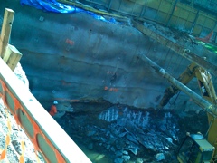 The arm is chiselling