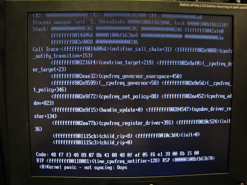 Linux kernel 'Oops'