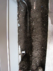 Trench by the outhose -- latrine?